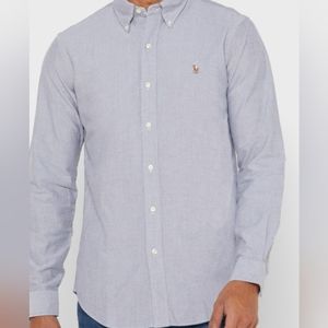 Polo Ralph Lauren Men's Oxford Cotton Slim Fit Long Sleeve Shirt Dark Gray